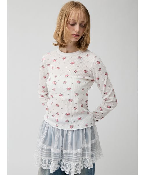 LILY BROWN(リリーブラウン)の「【Anniversary Edition】ヴィンテージワッフルトップス(Tシャツ/カットソー・レディース・ブルー/ピンク・F)」の19枚目の写真