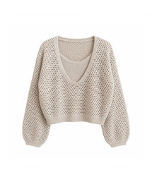 [SET] Punching Layered Crop Knit + Sleeveless (4colors)