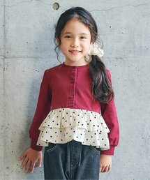 Tシャツ/カットソー（レッド/赤色系・ドット柄）ファッション通販