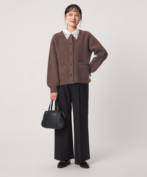 green label relaxing（グリーンレーベルリラクシング）の「［size SHORTあり］FOXブレンド セッケツ ノーカラー カーディガン（カーディガン/ボレロ・レディース・ネイビー/オフホワイト/ダークブラウン・SHORT/FREE）」の8枚目の写真