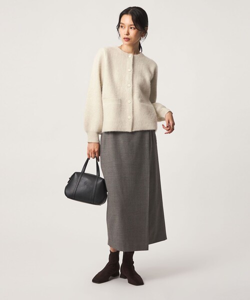 green label relaxing（グリーンレーベルリラクシング）の「［size SHORTあり］FOXブレンド セッケツ ノーカラー カーディガン（カーディガン/ボレロ・レディース・ネイビー/オフホワイト/ダークブラウン・SHORT/FREE）」の12枚目の写真