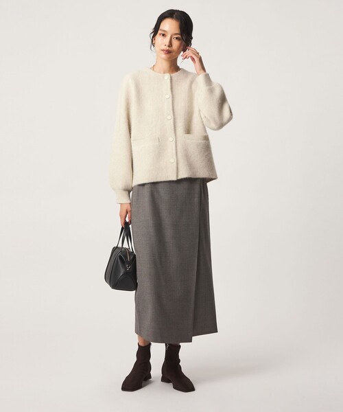 green label relaxing（グリーンレーベルリラクシング）の「［size SHORTあり］FOXブレンド セッケツ ノーカラー カーディガン（カーディガン/ボレロ・レディース・ネイビー/オフホワイト/ダークブラウン・SHORT/FREE）」の13枚目の写真