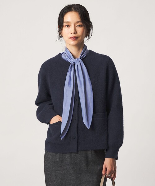green label relaxing（グリーンレーベルリラクシング）の「［size SHORTあり］FOXブレンド セッケツ ノーカラー カーディガン（カーディガン/ボレロ・レディース・ネイビー/オフホワイト/ダークブラウン・SHORT/FREE）」の15枚目の写真