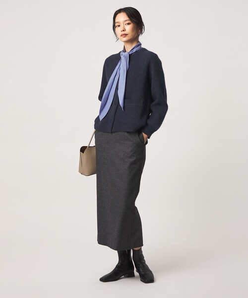 green label relaxing（グリーンレーベルリラクシング）の「［size SHORTあり］FOXブレンド セッケツ ノーカラー カーディガン（カーディガン/ボレロ・レディース・ネイビー/オフホワイト/ダークブラウン・SHORT/FREE）」の5枚目の写真