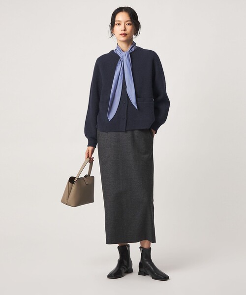green label relaxing（グリーンレーベルリラクシング）の「［size SHORTあり］FOXブレンド セッケツ ノーカラー カーディガン（カーディガン/ボレロ・レディース・ネイビー/オフホワイト/ダークブラウン・SHORT/FREE）」の6枚目の写真