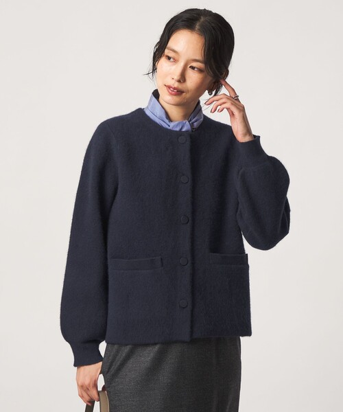green label relaxing（グリーンレーベルリラクシング）の「［size SHORTあり］FOXブレンド セッケツ ノーカラー カーディガン（カーディガン/ボレロ・レディース・ネイビー/オフホワイト/ダークブラウン・SHORT/FREE）」の16枚目の写真