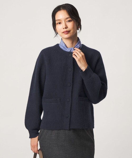 green label relaxing（グリーンレーベルリラクシング）の「［size SHORTあり］FOXブレンド セッケツ ノーカラー カーディガン（カーディガン/ボレロ・レディース・ネイビー/オフホワイト/ダークブラウン・SHORT/FREE）」の17枚目の写真