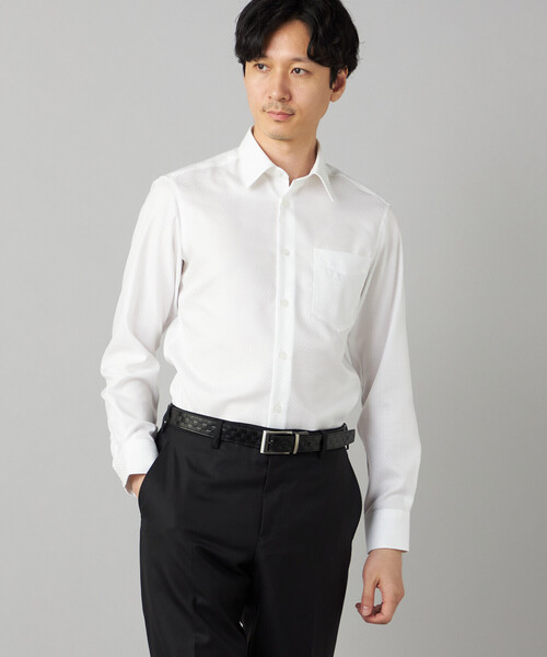 COMME CA MEN(コムサメン)の「【超形態安定】【市松柄】ジャカード レギュラーカラーシャツ(シャツ/ブラウス・メンズ・ホワイト/サックスブルー/ネイビー・M/L/S)」の1枚目の写真