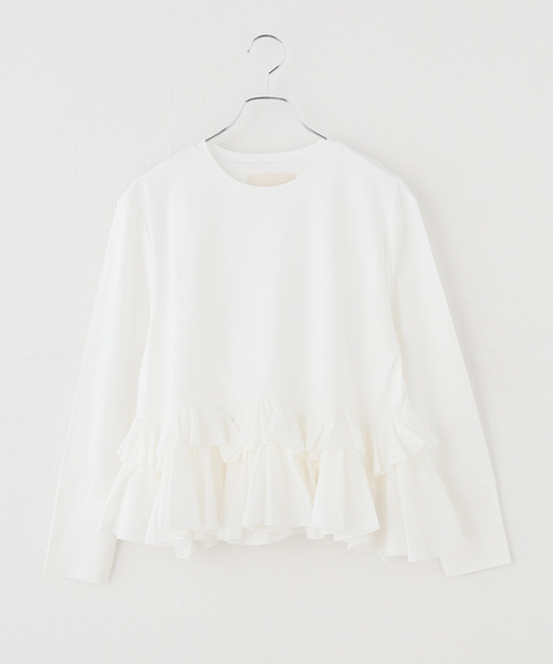 IENA（イエナ）の「MARILYN MOON/マリリンムーン ruffle top カットソー 4264-182（Tシャツ/カットソー・レディース・ブラック/ホワイト・FREE）」の2枚目の写真