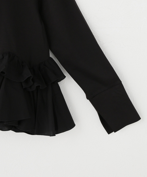 IENA（イエナ）の「MARILYN MOON/マリリンムーン ruffle top カットソー 4264-182（Tシャツ/カットソー・レディース・ブラック/ホワイト・FREE）」の4枚目の写真