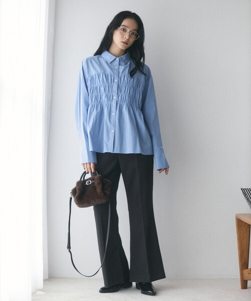 Firsthand（ファーストハンド）の「限定展開 Firsthand/ファーストハンド シャーリングステッチシャツ（シャツ/ブラウス・レディース・サックスブルー/ホワイト・FREE）」の5枚目の写真