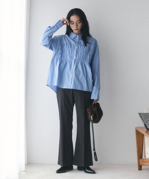 Firsthand（ファーストハンド）の「限定展開 Firsthand/ファーストハンド シャーリングステッチシャツ（シャツ/ブラウス・レディース・サックスブルー/ホワイト・FREE）」の8枚目の写真