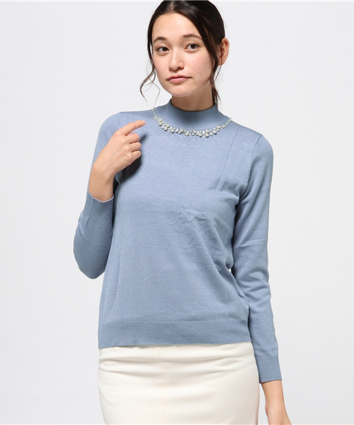 earth music&ecology（アースミュージックアンドエコロジー）の「【2016Autumn】《ハイハイハイネック》ニットプルオーバー（ニット/セーター・レディース・ブルーグリーン/ピンクベージュ/アイボリー/ブラック/サックスブルー/レッド/ライトグレー/キャメル/マスタード/ネイビー・L/S/M）」の5枚目の写真