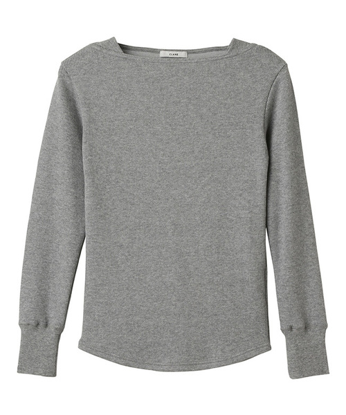 CLANE(クラネ)の「BOAT NECK RIB L/T(Tシャツ/カットソー・レディース・ブラック/ホワイト/グレー・2/1)」の1枚目の写真
