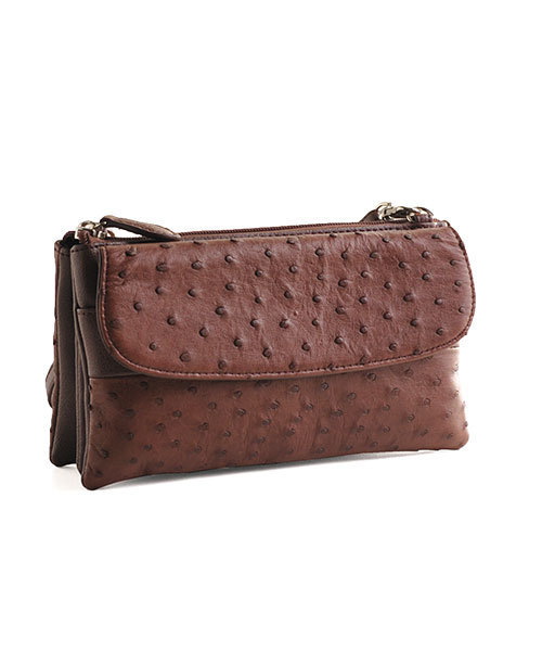 sankyo shokai（サンキョウショウカイ）の「オーストリッチ レザーお財布ショルダー（ショルダーバッグ・レディース・ブラック/アイボリー/ピンクベージュ/ボルドー/キャメル/ピンク/インディゴブルー/ブルー/ダークグリーン/レッド/ダークブラウン/ブラウン/クリーム/ライム・FREE）」の14枚目の写真