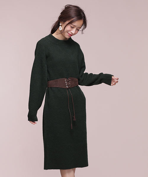 Nano Universe ナノユニバース の Glow 12月号掲載 クルーネックコクーンニットワンピース ワンピース Wear