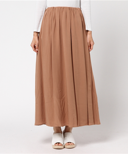 FRAMeWORK（フレームワーク）の「レーヨンロングギャザースカート◆（スカート・レディース・ライトグレー/キャメル/ネイビー・38/36）」の4枚目の写真