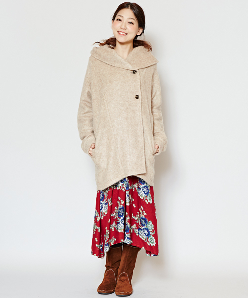 チャイハネ（チャイハネ）の「【チャイハネ】yul ボリュームカラーシンプルコート（その他アウター・レディース・ベージュ/ネイビー/グリーン・FREE）」の8枚目の写真