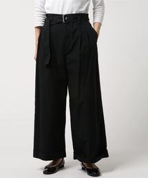 ベルテッド タックド ワイド パンツ