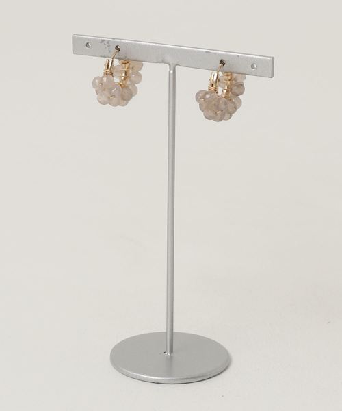 TONE SELECT GOODS(トーンセレクトグッズ)の「【marinaJEWELRY】14kgf/Gray Chalcedony W wrapped pierced earring(ピアス(両耳用)・レディース・グレー・S)」の1枚目の写真