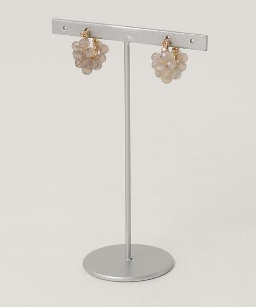 TONE SELECT GOODS(トーンセレクトグッズ)の「【marinaJEWELRY】14kgf/Gray Chalcedony W wrapped pierced earring(ピアス(両耳用)・レディース・グレー・S)」の2枚目の写真