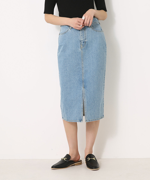 Azul By Moussy アズールバイマウジー の 販売禁止 センタースリットミディデニムスカート デニムスカート Wear