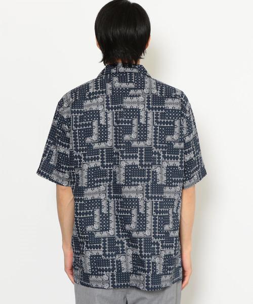 green label relaxing(グリーンレーベルリラクシング)の「SC バンダナプリント オープンカラー 半袖 シャツ(シャツ/ブラウス・メンズ・ネイビー/ブラック・XL/L/S/M)」の7枚目の写真