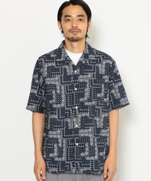 green label relaxing(グリーンレーベルリラクシング)の「SC バンダナプリント オープンカラー 半袖 シャツ(シャツ/ブラウス・メンズ・ネイビー/ブラック・XL/L/S/M)」の6枚目の写真