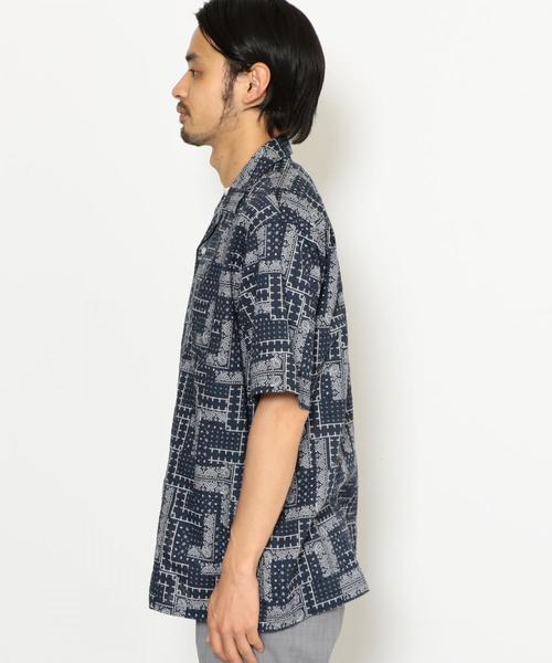 green label relaxing(グリーンレーベルリラクシング)の「SC バンダナプリント オープンカラー 半袖 シャツ(シャツ/ブラウス・メンズ・ネイビー/ブラック・XL/L/S/M)」の11枚目の写真