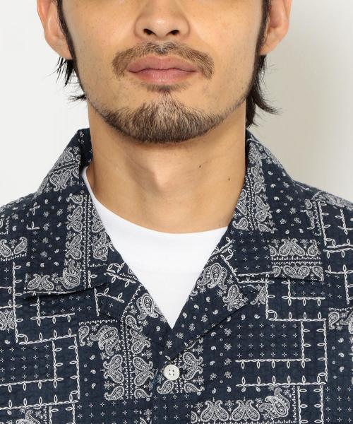 green label relaxing(グリーンレーベルリラクシング)の「SC バンダナプリント オープンカラー 半袖 シャツ(シャツ/ブラウス・メンズ・ネイビー/ブラック・XL/L/S/M)」の9枚目の写真