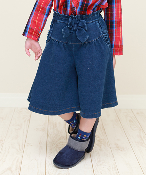 RAGMART(ラグマート)の「リボンワイドキュロット(その他パンツ・キッズ・ネイビー/カーキ・110cm/100cm/120cm/130cm)」の2枚目の写真