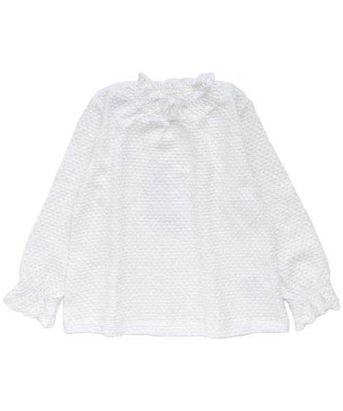 apres les cours(アプレレクール)の「ドットギャザー長袖Tシャツ(Tシャツ/カットソー・キッズ・オフホワイト/ラベンダー・90/100/110/120/80/130/140)」の1枚目の写真