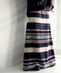 antiqua | 配色ボーダーニットスカート(スカート)