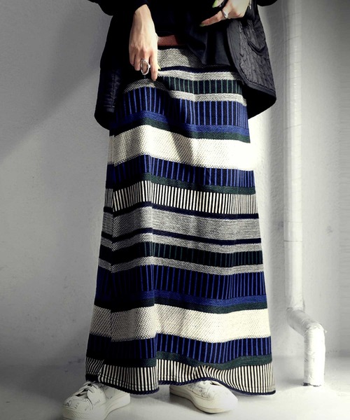 antiqua（アンティカ）の「配色ボーダーニットスカート（スカート・レディース・ブルー系その他/レッド/グリーン/ネイビー・FREE）」の19枚目の写真
