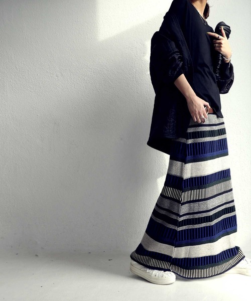 antiqua（アンティカ）の「配色ボーダーニットスカート（スカート・レディース・ブルー系その他/レッド/グリーン/ネイビー・FREE）」の17枚目の写真