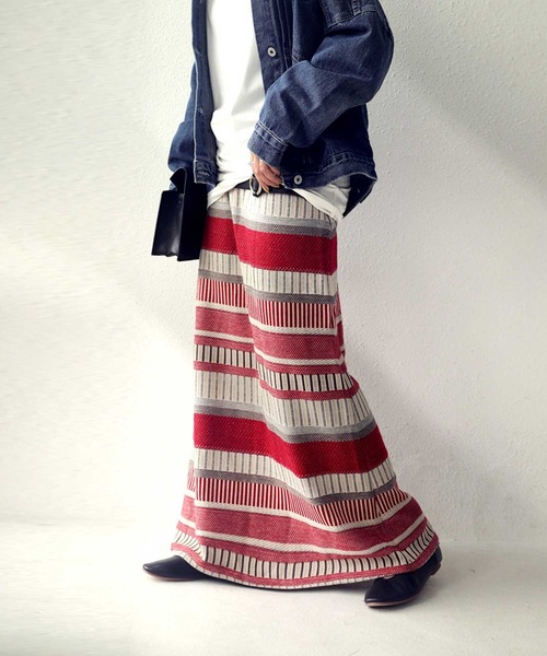 antiqua（アンティカ）の「配色ボーダーニットスカート（スカート・レディース・ブルー系その他/レッド/グリーン/ネイビー・FREE）」の15枚目の写真