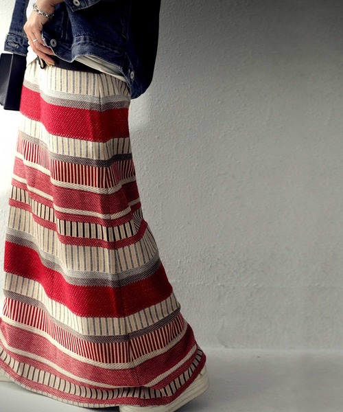 antiqua（アンティカ）の「配色ボーダーニットスカート（スカート・レディース・ブルー系その他/レッド/グリーン/ネイビー・FREE）」の14枚目の写真