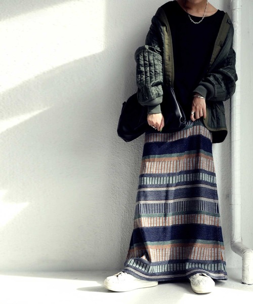 antiqua（アンティカ）の「配色ボーダーニットスカート（スカート・レディース・ブルー系その他/レッド/グリーン/ネイビー・FREE）」の21枚目の写真