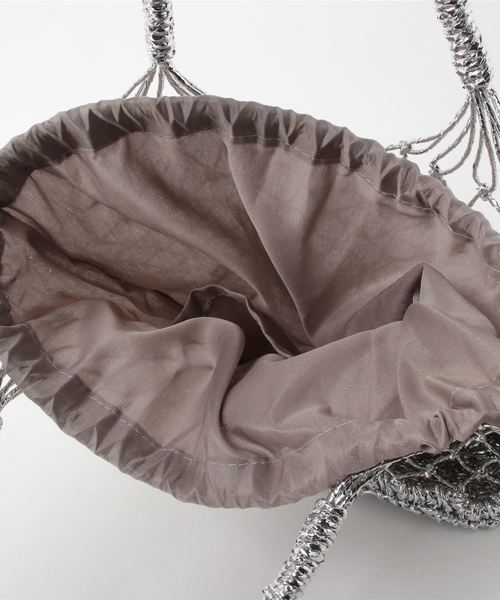 WEGO(ウィゴー)の「WEGO/巾着付きネットメッシュトートバッグ(トートバッグ・レディース・シルバー・FREE)」の2枚目の写真