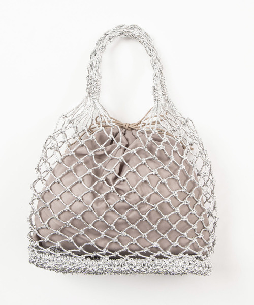 WEGO(ウィゴー)の「WEGO/巾着付きネットメッシュトートバッグ(トートバッグ・レディース・シルバー・FREE)」の8枚目の写真