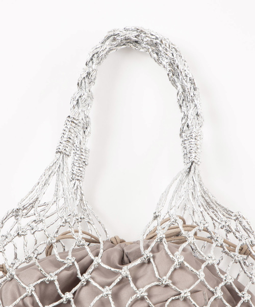 WEGO(ウィゴー)の「WEGO/巾着付きネットメッシュトートバッグ(トートバッグ・レディース・シルバー・FREE)」の5枚目の写真