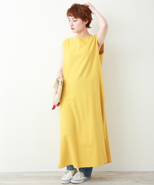 n'ee-ne(ネーネ)の「ノースリーブ マキシワンピース(ワンピース・レディース・ブラック/ブラウン/マスタード・LL/M/L)」の1枚目の写真