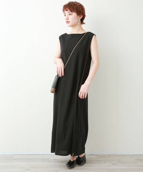 n'ee-ne(ネーネ)の「ノースリーブ マキシワンピース(ワンピース・レディース・ブラック/ブラウン/マスタード・LL/M/L)」の2枚目の写真