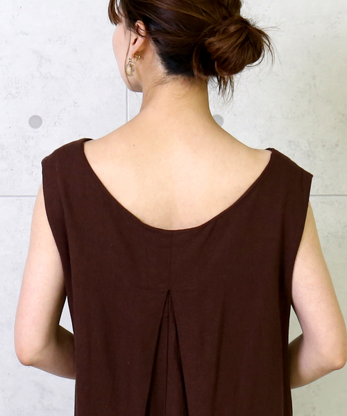 n'ee-ne(ネーネ)の「ノースリーブ マキシワンピース(ワンピース・レディース・ブラック/ブラウン/マスタード・LL/M/L)」の9枚目の写真