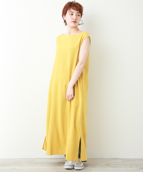 n'ee-ne(ネーネ)の「ノースリーブ マキシワンピース(ワンピース・レディース・ブラック/ブラウン/マスタード・LL/M/L)」の11枚目の写真