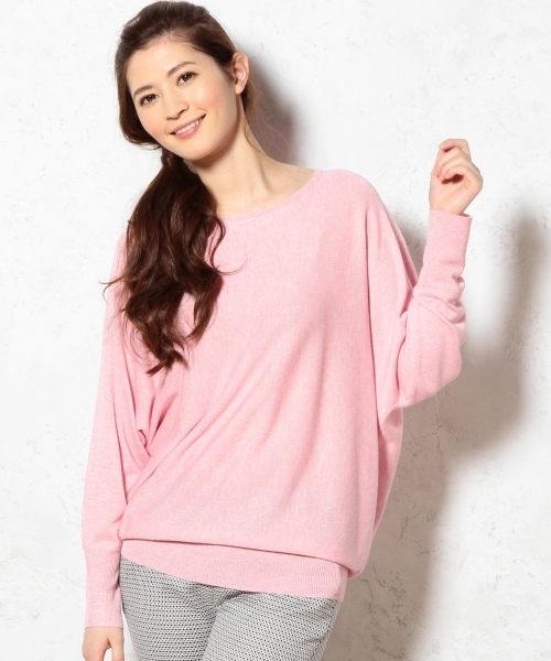 green label relaxing（グリーンレーベルリラクシング）の「GO R/N WIDE ドルマン POニット ◆（ニット/セーター・レディース・ライトグレー/ダークグレー/ピンク・38/36）」の3枚目の写真