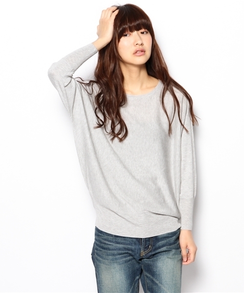 green label relaxing（グリーンレーベルリラクシング）の「GO R/N WIDE ドルマン POニット ◆（ニット/セーター・レディース・ライトグレー/ダークグレー/ピンク・38/36）」の4枚目の写真