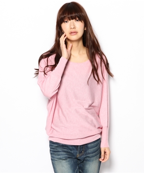 green label relaxing（グリーンレーベルリラクシング）の「GO R/N WIDE ドルマン POニット ◆（ニット/セーター・レディース・ライトグレー/ダークグレー/ピンク・38/36）」の6枚目の写真