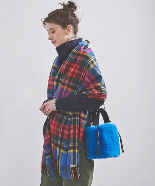 Joshua Ellis(ジョシュアエリス)の「<Joshua Ellis(ジョシュア エリス)>CHECK ストール†(ストール/スヌード)」|コバルトブルー