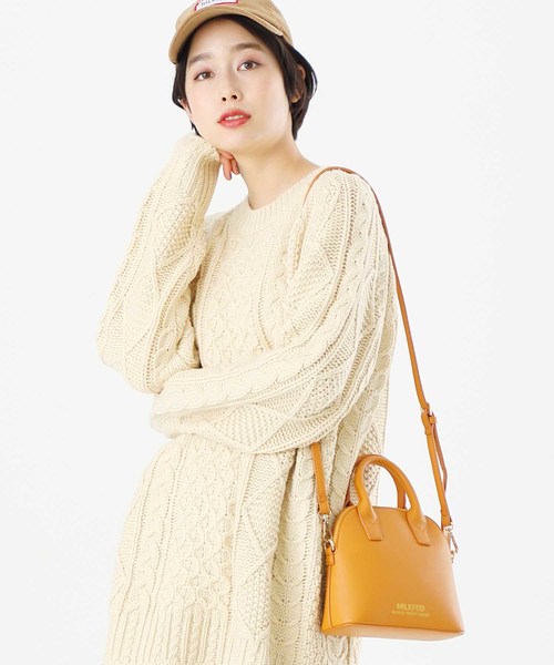 MILKFED.(ミルクフェド)の「FAUX LEATHER LOGO 2WAY BAG(ショルダーバッグ)」|イエロー